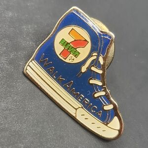 Vintage Seven Eleven lapel pin Walk America shoe sneaker gift collectible kawaii
